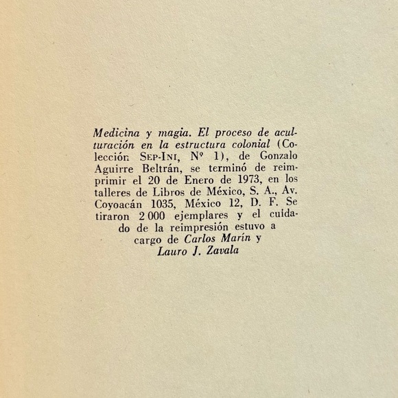 1973 Medicina y Magia Gonzalo Aguirre Beltran Medicine and Magic Colonialization - Picture 10 of 14